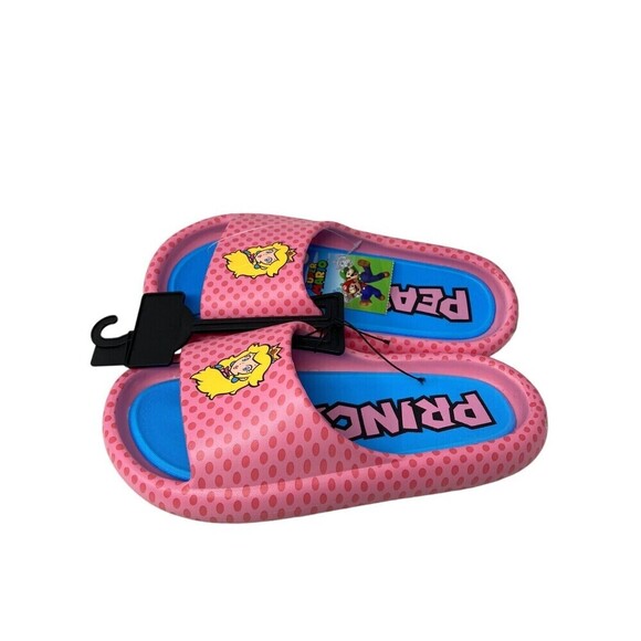 Princess Peach Slides Women's Size 11 Pink Polka Dot Nintendo Ground Up - Picture 3 of 7